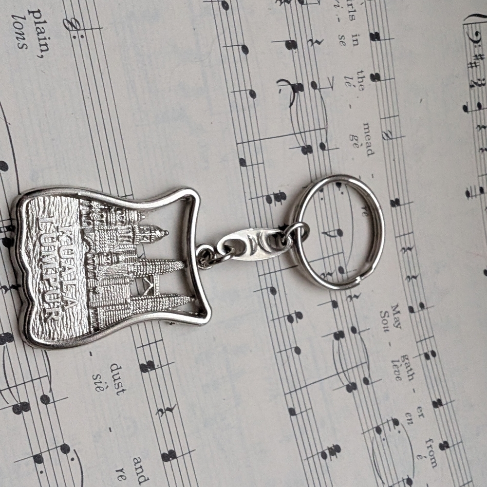 Silver Keychain with Cityscape Design - Picture 3 of 7